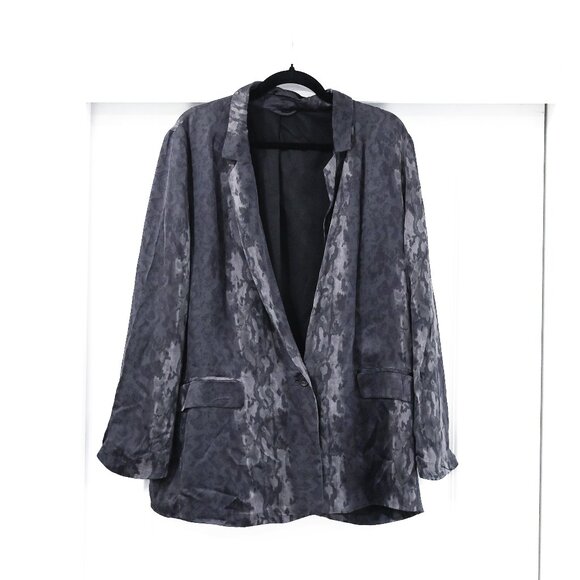 All Saints Size 10 Snakeskin Print Satin Relaxed Fit Blazer